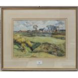 John Maclauchlan-Milne RSA (1886-1957) A GOLF GREEN WITH FARM BUILDINGS BEHIND Signed watercolour,