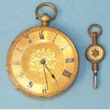 Baume, Genève, an 18ct-gold-cased open face key-wind pocket watch, the gilt face with Roman