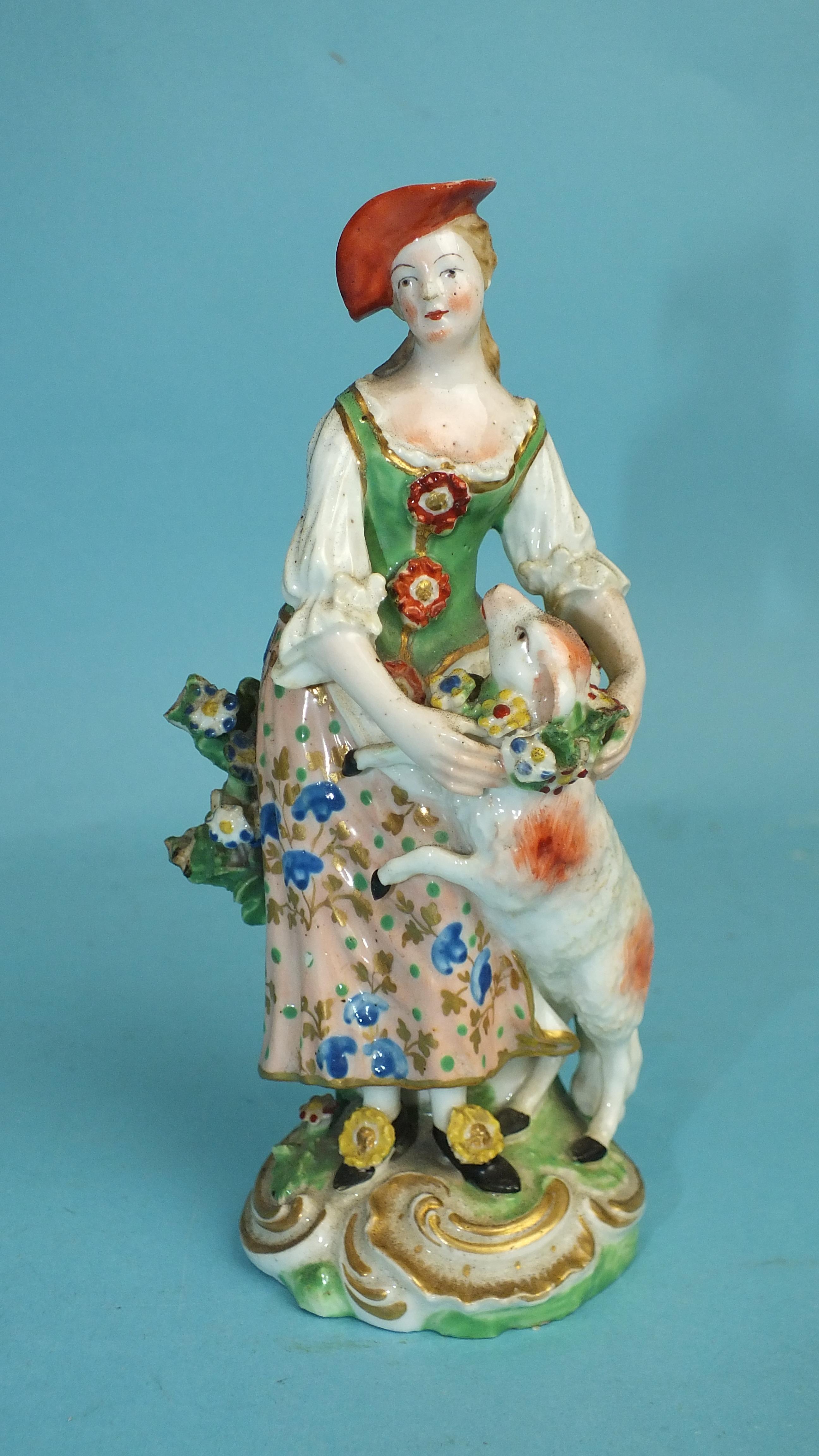 An early-19th century Derby porcelain figure of a seated gentleman playing pipes, 18cm high and a - Image 7 of 9