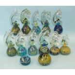 A collection of eleven Mdina glass seahorse paperweights and two others, (13).