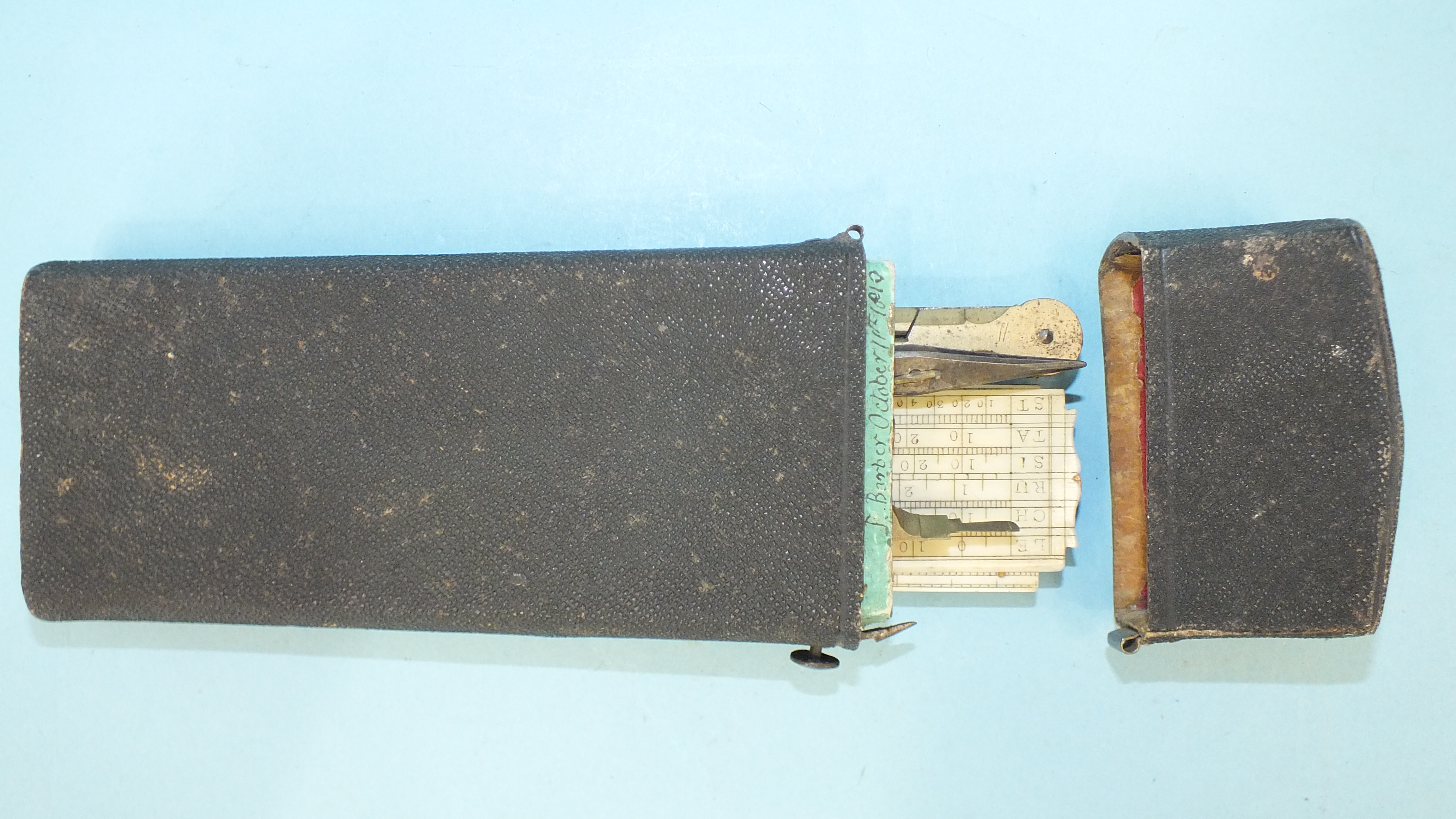 An early-19th century instrument set in fitted shagreen case, containing ivory scale rule, a folding - Image 2 of 3