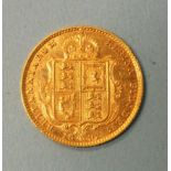 An 1892 half-sovereign, (shield back), 4g.