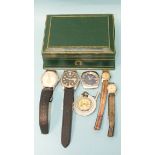 Garrard, a gentleman's Garrard Incabloc steel-cased wrist watch and other watches, in an Omega