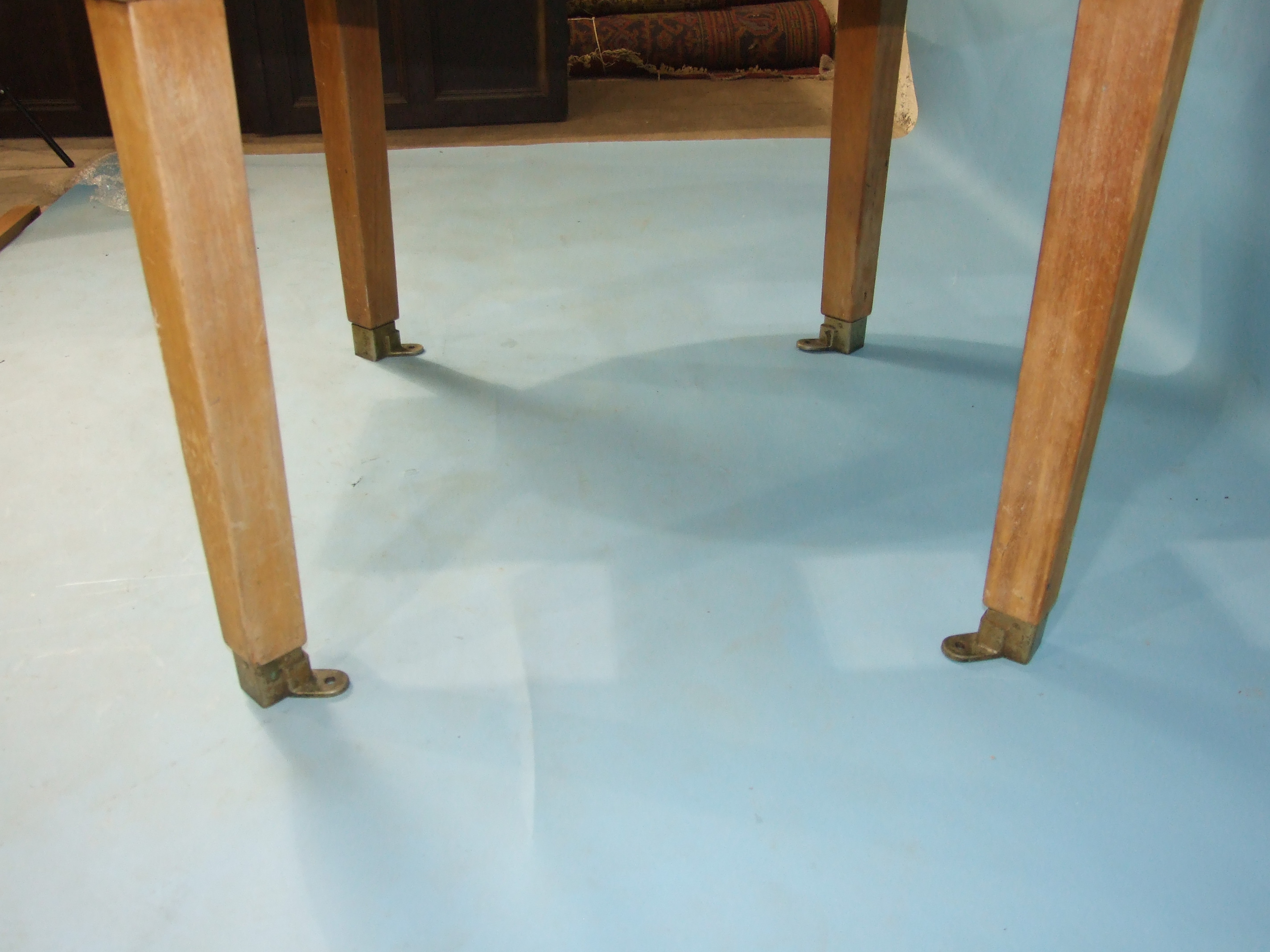 An early-20th century military mahogany extending 'D'-end dining table on plain square tapered - Image 2 of 2