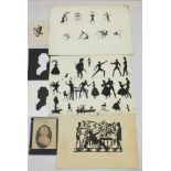A collection of satirical silhouette drawings and printed silhouette material.