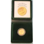 A Royal Mint cased 1980 proof sovereign in capsule, with certificate of authenticity.