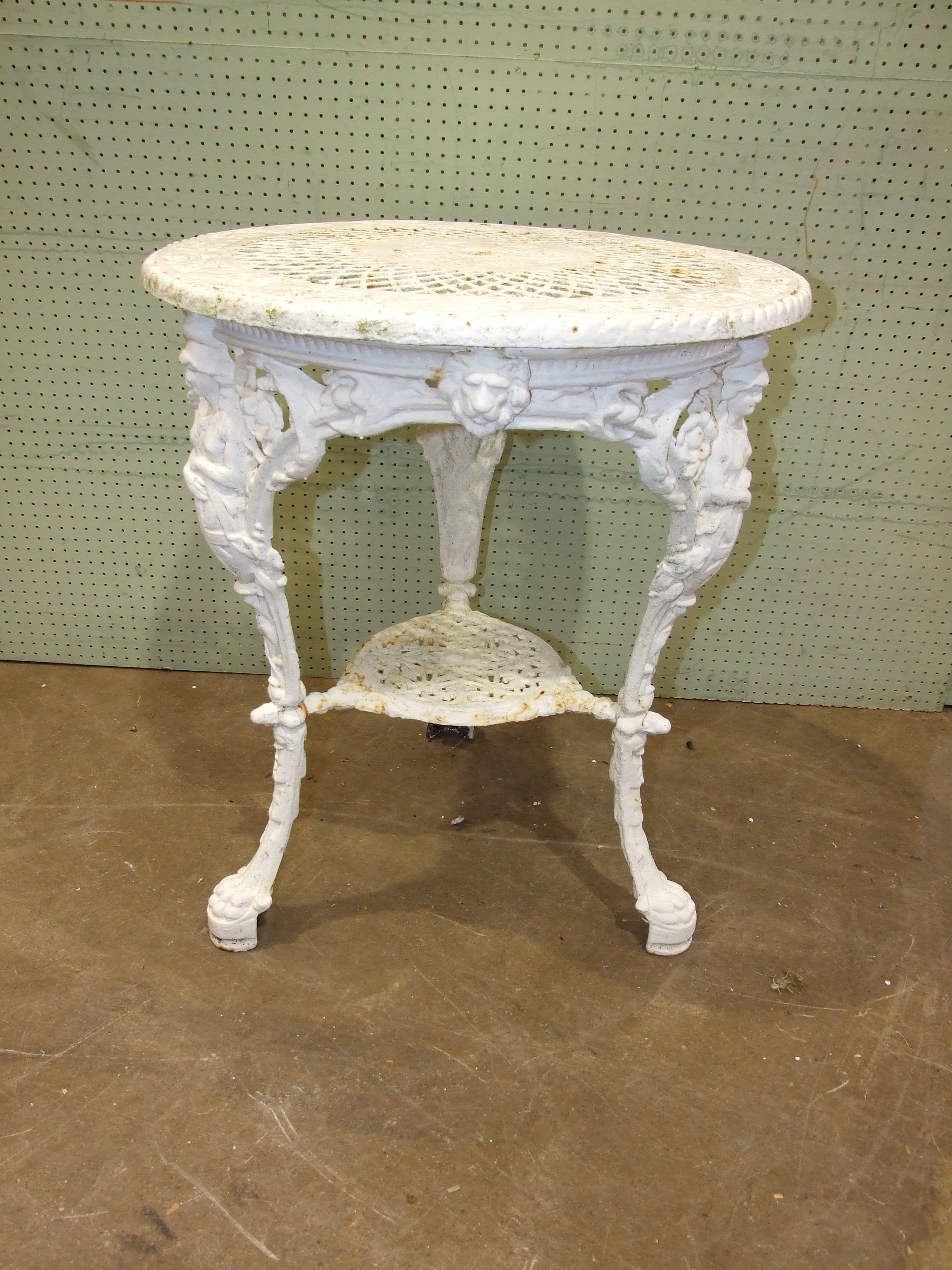 A cast iron 'Britannia' pub table, the lattice-pierced top with grape and vine border, 61cm - Image 2 of 2