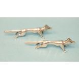 A pair of 1930's WMF Art Deco knife rests modelled as foxes, impressed marks, 11cm long.
