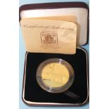 A Royal Mint cased Republic of Gambia 1977 500-Dalasis .900 fineness gold proof coin in capsule,