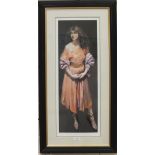 After R O Lenkiewicz, 'Karen Standing', a limited-edition coloured lithograph, 77 x 28.5cm,