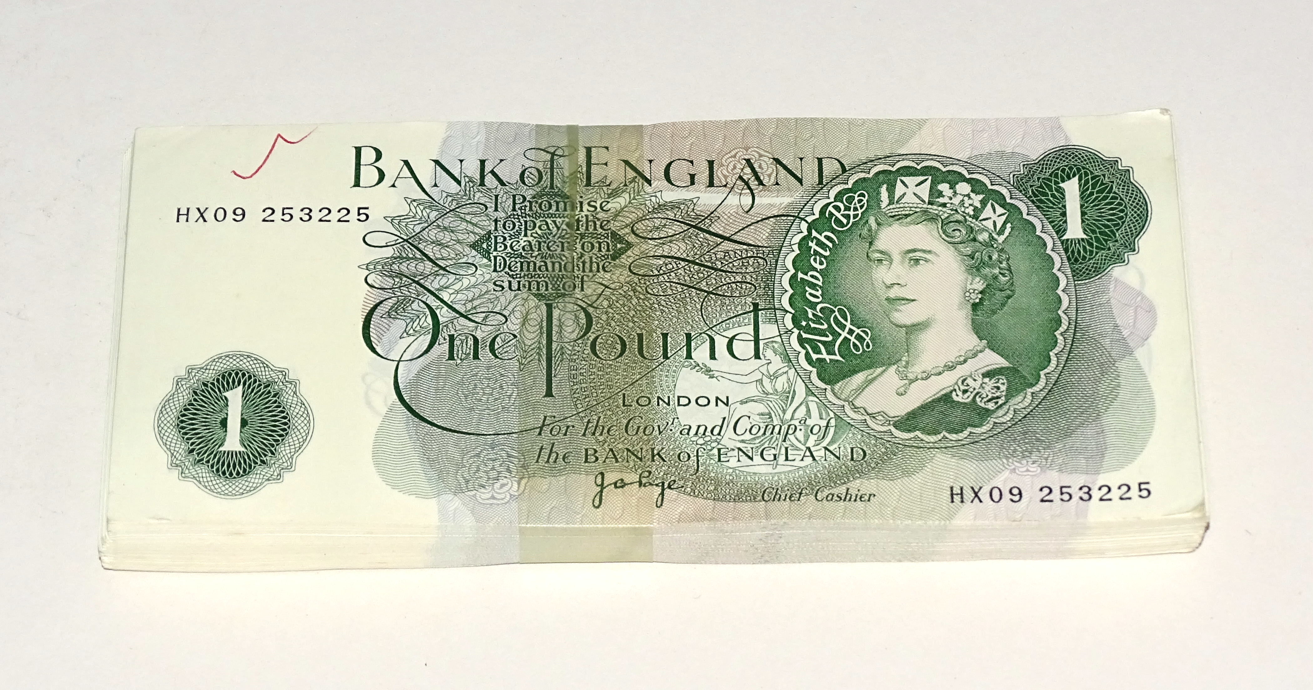 Series "C" portrait issue, a collection of one hundred consecutive J B Page uncirculated £1