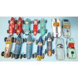 Dinky racing cars, 23F Alfa Romeo, 23H Ferrari, 23K Talbot Lago (x2), 234 Ferrari and sports cars: