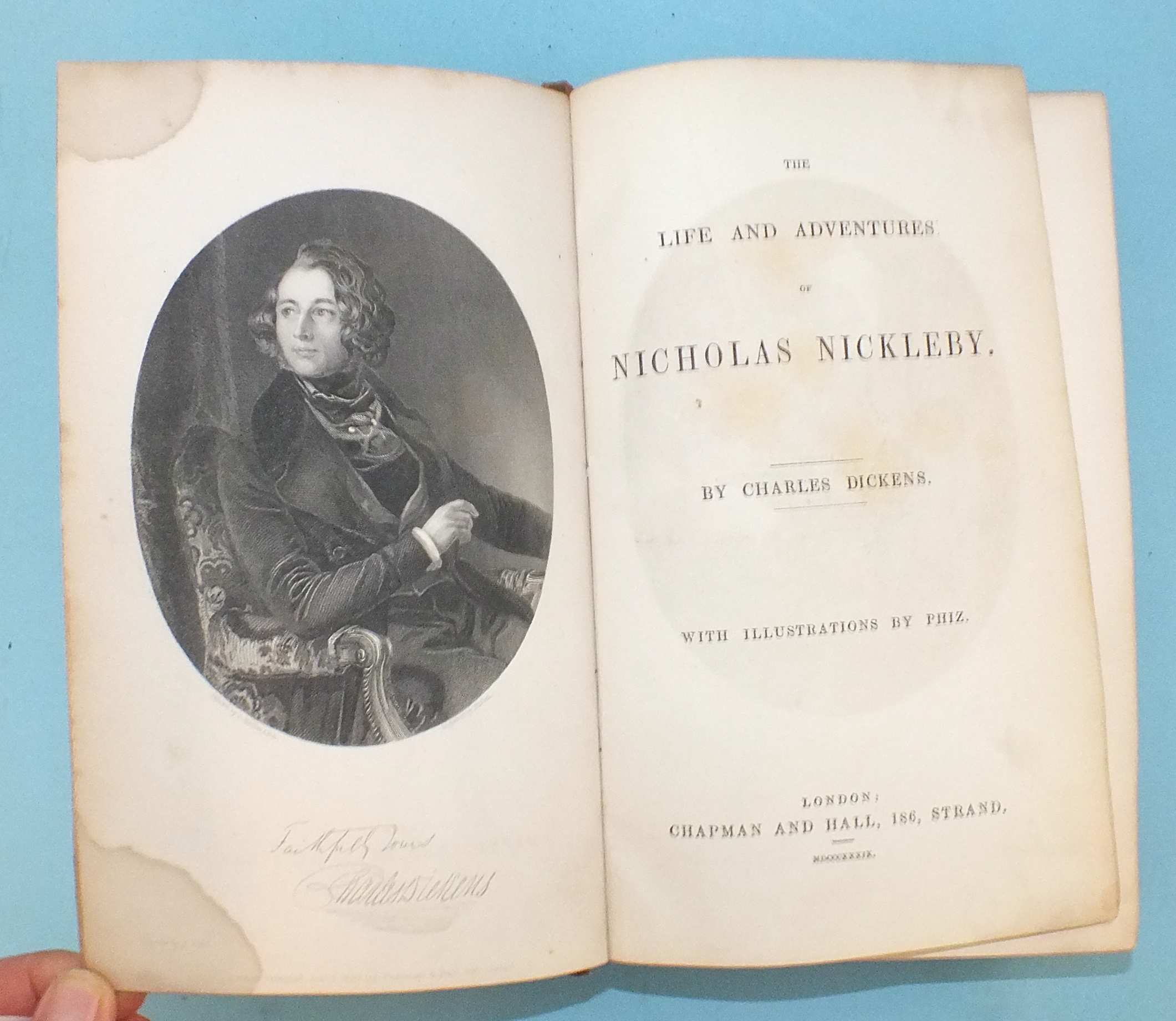 Dickens (Charles), The Life and Adventures of Nicholas Nickleby, frontis, 58 plts, cf gt, 8vo, - Image 2 of 2