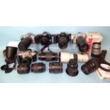 Five DSLR cameras: Pentax Z-70 (with manual), Minolta Dynax 40 & 5000i (with manual), Canon EOS