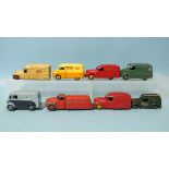 Dinky, eight vans, including: 465 Morris "Capstan", 261 Telephone Service Van, 452 Trojan "