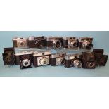 Twelve vintage cameras, including Agfa Isolette & Silette, Voigtländer Vito CLR, Ensign Ful-vue