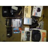 A mixed lot of cameras and accessories, to include a Pentax Asahi SP1000, (boxed with manual), a