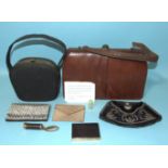 Mappin & Webb, a vintage lizard skin handbag, a black moiré evening bag and other items.