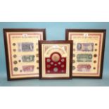 Two framed collections of pre-decimal Currency of Great Britain 1953-1971 coins, together with a