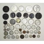 Two George III 1797 cartwheel pennies, an 1811 Cornish penny, a collection of pre-1947 silver