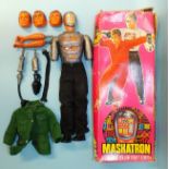 Denys Fisher, Six Million Dollar Man Maskatron action figure c1973, boxed with three masks, super-