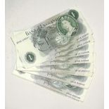 Series "C" portrait issue, a collection of ninety-one J B Page uncirculated £1 notes, HT05 245501/
