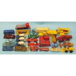 Three Dublo Dinky Austin taxis (unboxed), a boxed Matchbox 10 Pipe Truck and twenty Lesney