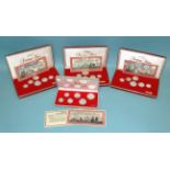 Singapore, four cased sterling silver proof coin sets for 1985, 1986, 1987 (x2), in original