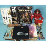 Five Dorling Kindersley Star Wars books, Star Wars magazines c1997, a Star Wars t-shirt and other