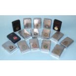 A Collection of Zippo Lighters: A collection of sixteen Zippo lighters with British Navy crests, (