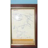 Autographs: The Who, a small piece of paper with the signatures of John Entwistle, Roger Daltrey,