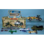 Britains, 9787 Army Land Rover and gun, boxed, a Dinky Dublo no.76 Lancing luggage tractor and