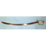 A Georgian 1803 pattern sabre, the 80cm single edge fullered blade with chequered ivory grip and