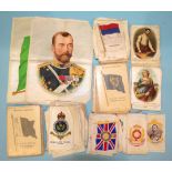 A collection of various silk cigarette cards, including E&W Anstie 'King George V', 'Queen Mary'