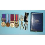 A group of four medals awarded to 23782438 Pte BVJ Thompson, R Hampshire Regt: ERII General