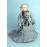 A French fashion doll, late-19th century, the bisque swivel head indistinctly-impressed 9, with