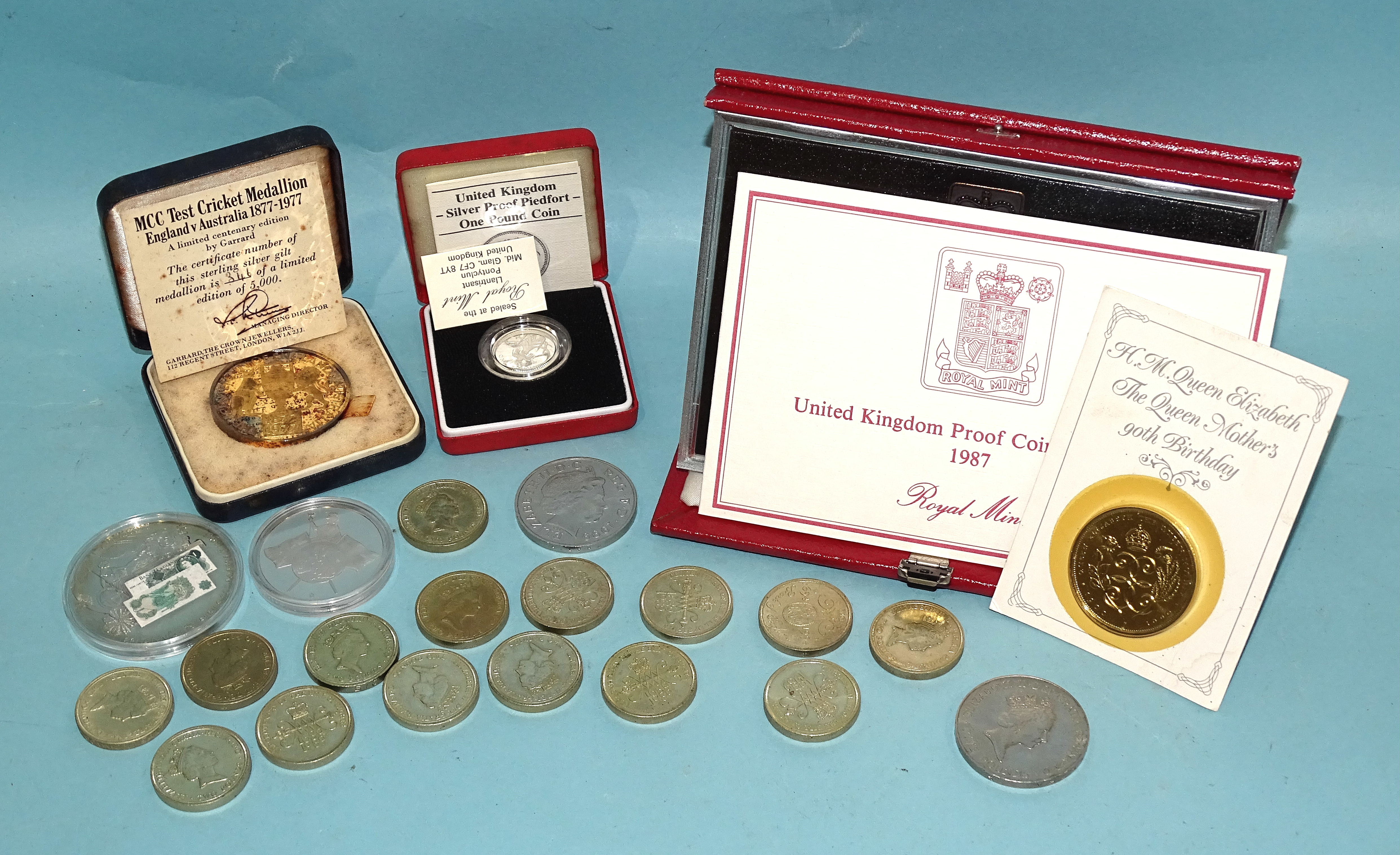 A Royal Mint United Kingdom silver proof Piedfort one-pound coin, with certificate of