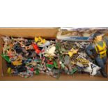 A quantity of plastic soldiers, knights, cowboys, Indians, etc, by Britains, Cherilea, Lone Star and