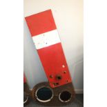 A BR Western Region red and white enamel 'diverging route' signal arm with spectacle plate, 124cm.