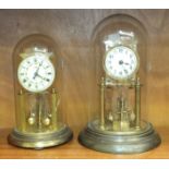Two 400-day clocks, one with pendulum detached, the other with cracked dome, (2).