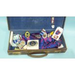 A collection of Masonic regalia, mainly Devonshire, a Masonic belt buckle, leather case and