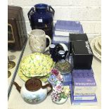 A collection of boxed Wedgwood blue and white jasperware, including XXII Olympiad plate, boxes and