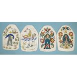 Two pairs of Figgjo Flint, Norway, wall plaques, a pair of plaster cherub wall brackets, a cut-glass