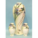 A Taiwanese Franz porcelain baluster-shaped vase decorated in relief with humming birds and