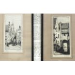 After Percy J Westwood, two framed etchings, 'Bruges', 25 x 11.5cm and 'Falaise', 26.5 x 11.5cm,