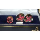 An OBE lapel pin and cufflinks, (boxed), a pair of Orient-Express cufflinks, other cufflinks, a