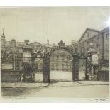 After Harry George Webb, 'Main Entrance, Guy's Hospital', etching, signed and titled in pencil