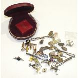Four pairs of 9ct-gold-faced silver cufflinks, an enamelled silver RAF sweetheart brooch and other