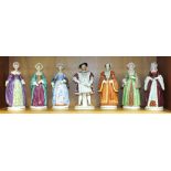 A set of seven Sitzendorf porcelain figures depicting Henry VIII and his six wives.