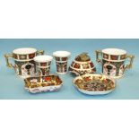 A collection of seven pieces of Royal Crown Derby 'Old Imari' pattern 1128 tableware, including